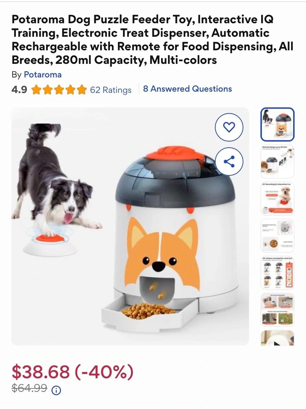 Interactive Smart Dog Puzzle Feeder - White & Black
